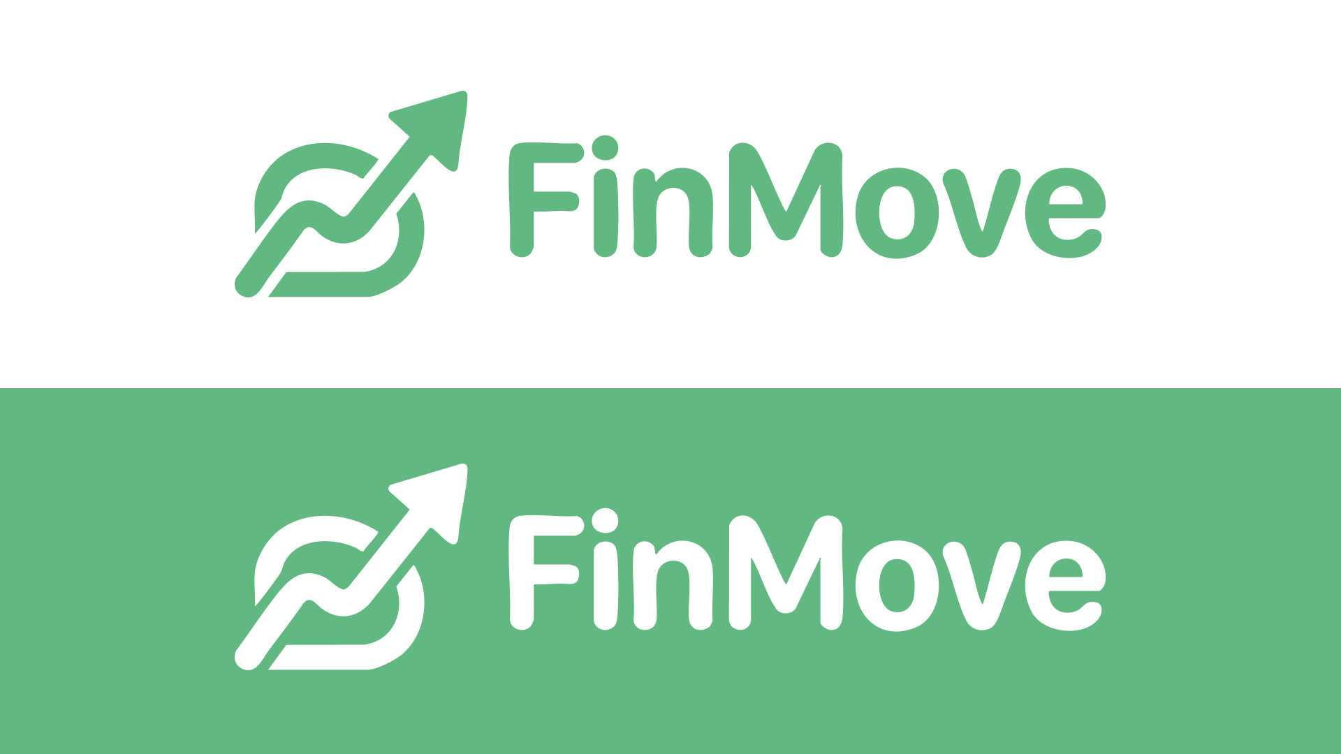 Two green-and-white applications of the FinMove visual identity